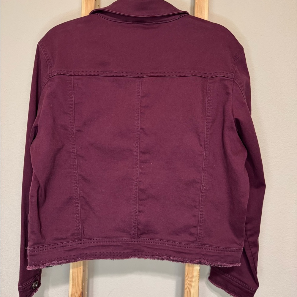 Denim Fueled Berry Plum Button-Front Jean Jacket - Picture 2 of 7